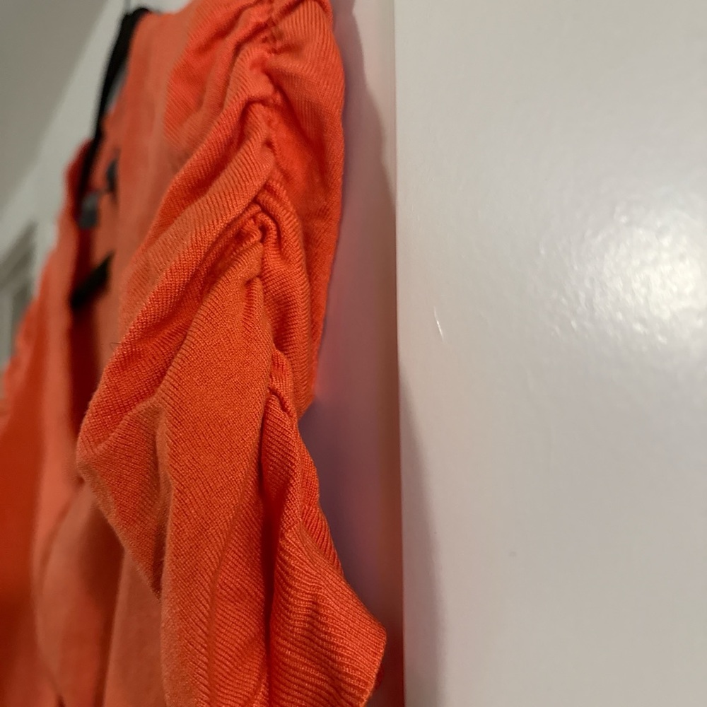 Grace Bright Orange Shrug with Ruched Sleeves - Picture 4 of 6